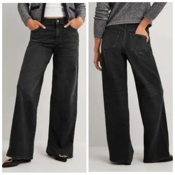 NWT Boden Wide Leg Low Rise Black Jeans Women's Dize 14 Petite SOLD OUT STYLE! - Picture 1 of 8